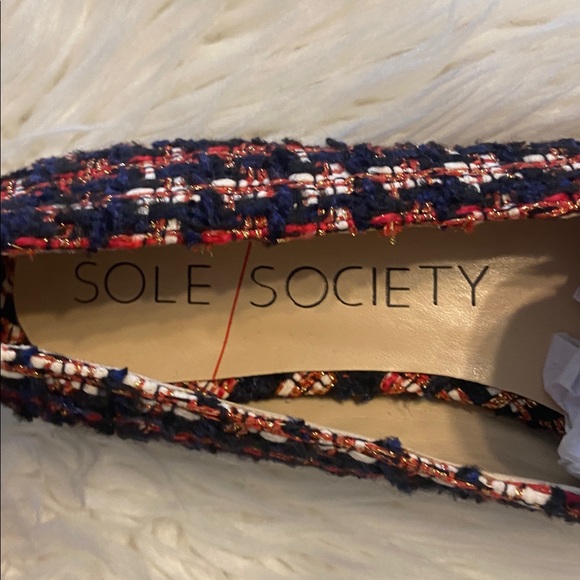 SOLE Society Women's Tweed Loafers - Navy and Orange size 9.5 BNWOT - Picture 4 of 12